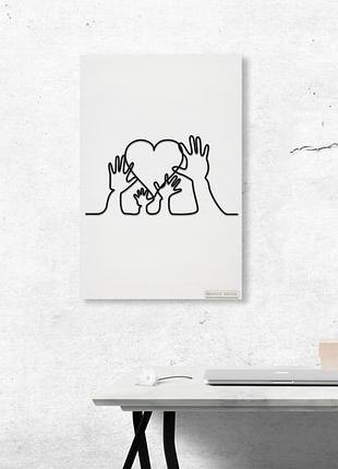 Інтер'єру єрна абстрактна настінна арт картина панно на полотні manific decor долоні і долоньки 40*60 см