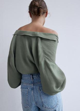 Блуза укороченная кроп топ жатка на резинках zara