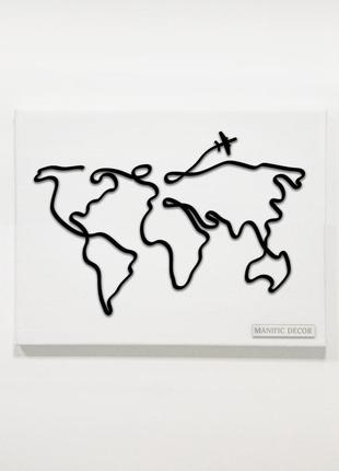 Інтер'єрна абстрактна настінна арт картина панно на полотні manific decor  карта світу 60*40 см