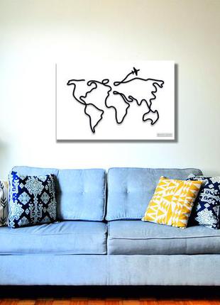 Інтер'єру єрна абстрактна настінна арт картина панно на полотні manific decor карта світу 60*40 см3 фото