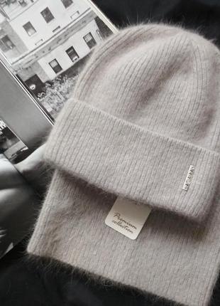 Зимовий комплект шапка, біні, ковпак + снуд, шарф ангора!3 фото