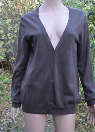 Коричневый женский шерстяной кардиган woolmark extra-fine merinowool l 40\481 фото