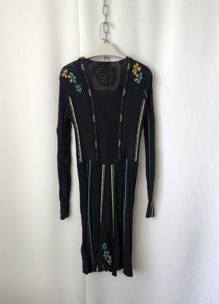 Этно платье вязаное черное отделка бордюрами6 фото