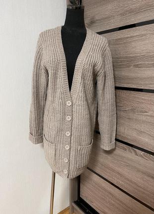 Шерстяной кардиган бежевого цвета с пуговицами✨