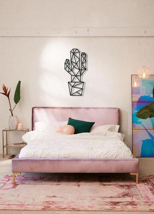 Декоративна дерев'яна абстрактна картина модульна полігональна панно  cactus / кактус 27*58 см3 фото