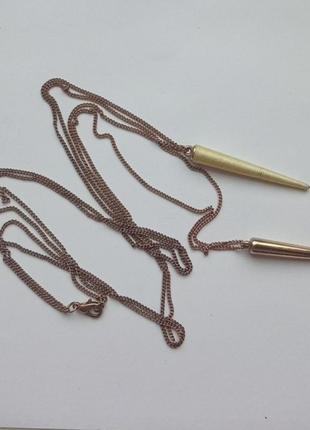 Стильное колье с подвестками длинная цепочка