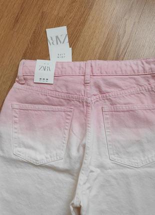 Шорты zara бермуды джинсовые тай-дай белые с розовым зара новые 38 р7 фото