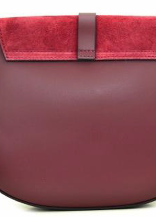 Элегантная женская кожаная сумка-седло (италия) цвета бордо3 фото