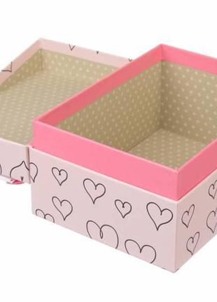 Набір подарункових коробок рожевих "сердечка" 21х15,5х10 см (комплект 3 шт)3 фото