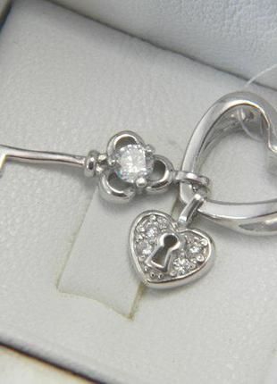 Підвіс срібло 925 кулон серце ключ замочок 35624 фото