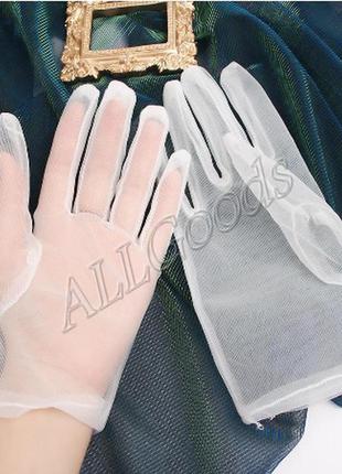 Перчатки фатиновые короткие белый (p772white)2 фото