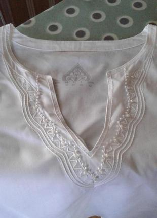 Блузка ,сорочка ,туничка біла бавовняна в етно стилі бохо тсм tchibo батал5 фото