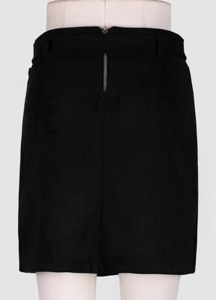 Стильная черная замшевая короткая юбка с ремешком молнией карманом модная4 фото