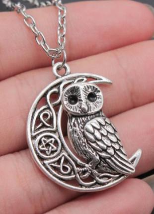 Крутой кулон птица сова магия скандинавия пентаграма подвеска унисекс
