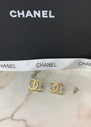 Брендові сережки з цирконієм в позолоті