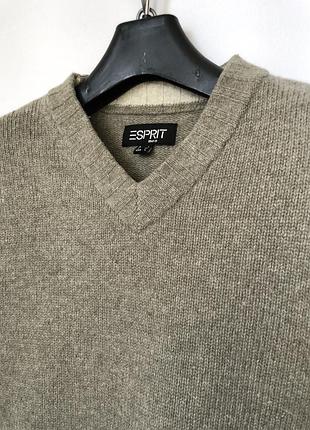 Оливковый свитер с мысом шерсть 6