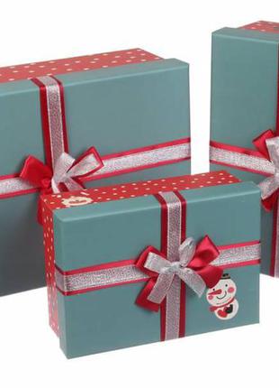 Набір новорічних подарункових коробок "сніговик", l: 33*23*12.5 см (комплект 3 шт)