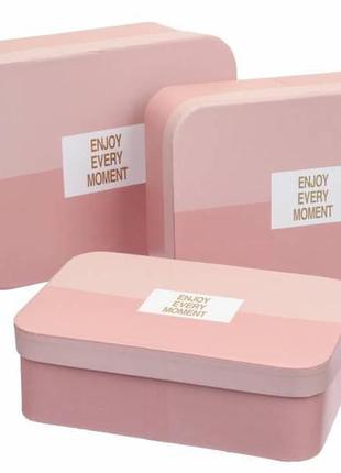 Набір подарункових коробок "enjoy every moment" рожевих (розм l-26x19x10cm), комплект 3 шт1 фото