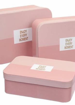 Набор подарочных коробок "enjoy every moment" розовых (разм l-26x19x10cm), комплект 3 шт
