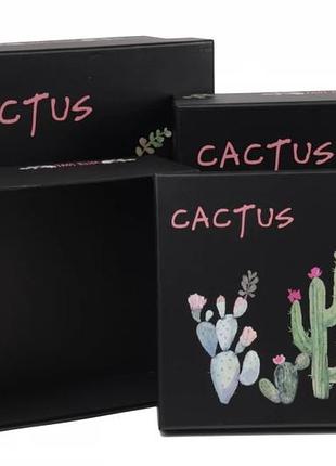Набор подарочных коробок черных "cactus" 28x28x12.8 cm квадратных (комплект 3 шт)