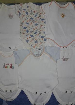 Комплект фірмових бодиков, боді 6 шт "next", 0-1 місяць