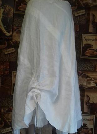 Orwell белоснежная ассиметричная льняная юбка,р.l3 фото