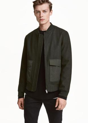 Шикарний бомбер шерсть р. l-xl h&m куртка півпальта 50-52