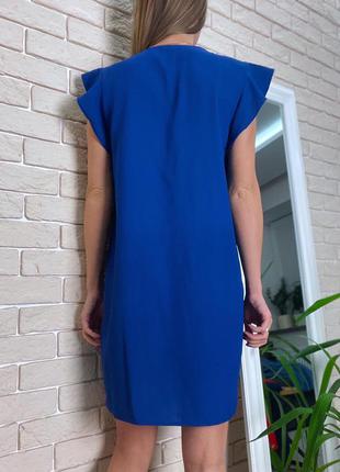 Синие платье с воланами мини h&m прямого кроя6 фото