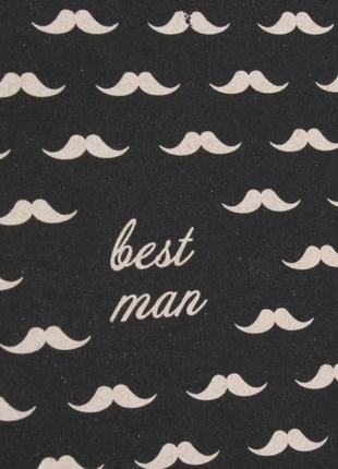 Упаковочная бумага подарочная черная с усами "best man", рулон 8 м*70 см3 фото