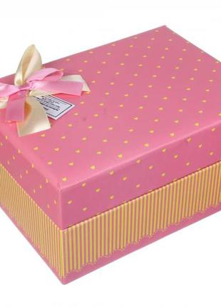 Набір подарункових коробок у вигляді скриньки з бантиком рожеві (комплект 3 шт)2 фото