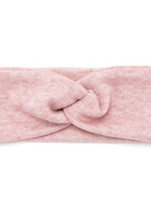 Пов'язка-чалма на голову з ангорової тканини рожева1 фото