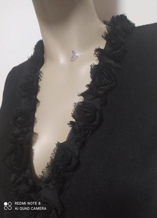 Женская черная трикотажная кофта кардиган без застежки размер 46-487 фото