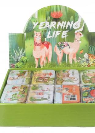 Набор коробочек жестяных "yearning life" с ламой 9,3*6*2 см прямоугольные (комплект 24 шт)