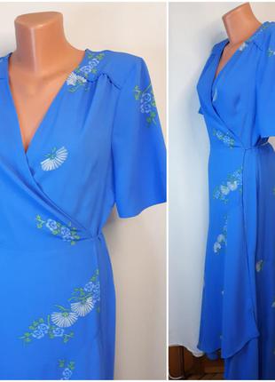 Голубое платье макси в нежный цветочный принт на запах emma willis (размер 12)7 фото