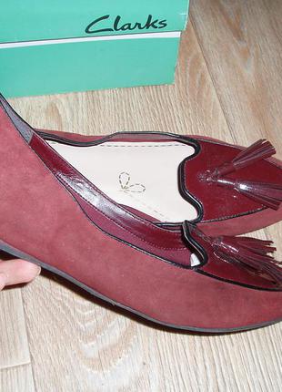 Туфли лоферы clarks 39.5 р.(стелька 25.5-26 см.) натуральная  кожа