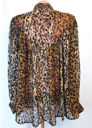 Коричневая oversized-блузка с набивкой флок в звериный принт topshop (размер 36-38)6 фото