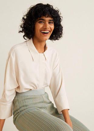 Бежевая рубашка оверсайз zara mango