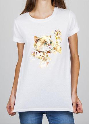 Женская футболка с принтом кот push it