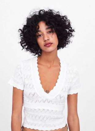 В'язана блуза топ з вирізом zara zara