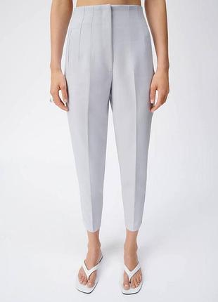 Сірі блакитні штани на високій посадці zara