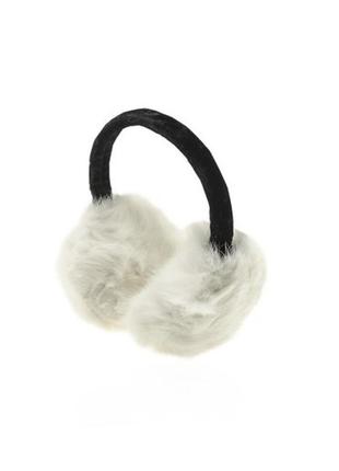 Навушники з кролячого хутра з велюровим обручем білі з регулюванням розміру