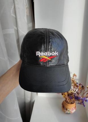 Винтажная кожаная кепка бейсболка reebok 53-57 не глубокая1 фото