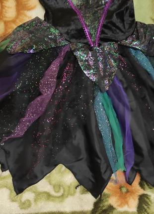 Карнавальное платье волшебницы колдунья леди вамп на 5-6лет3 фото