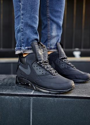 Мужские кроссовки air max 90 sneakerboot winter "triple black"3 фото