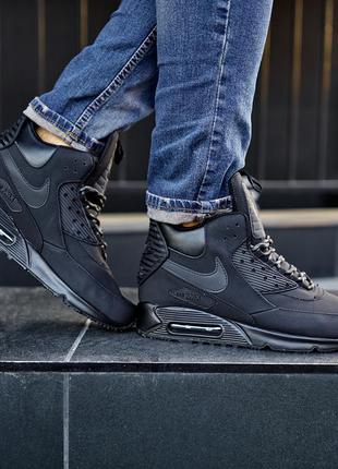 Мужские кроссовки air max 90 sneakerboot winter "triple black"4 фото