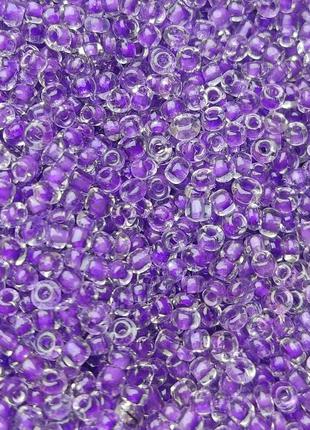 Бисер размер 10 китай фиолетовый покрашенная серединка упаковка 50 грамм 9848