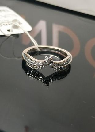Кольцо пандора серебро 925 проба цирконий пломба бирка ale камни галочка 4