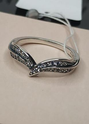 Кольцо пандора серебро 925 проба цирконий пломба бирка ale камни галочка