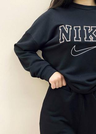 Жіночий світшот nike чорний з манжетами, кофта спортивна найк на дівчину3 фото