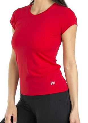 Эластичная спортивная футболка 42-48 размеры красная1 фото